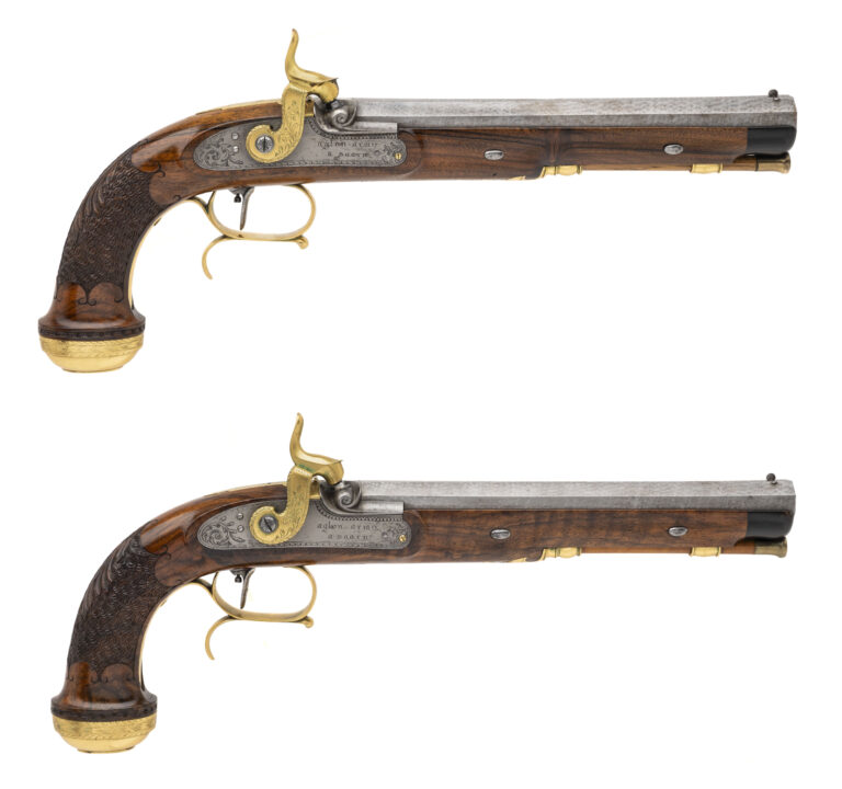 Beautiful Pair of French Target Pistols by Guillaume Robert Aglon of Saarn