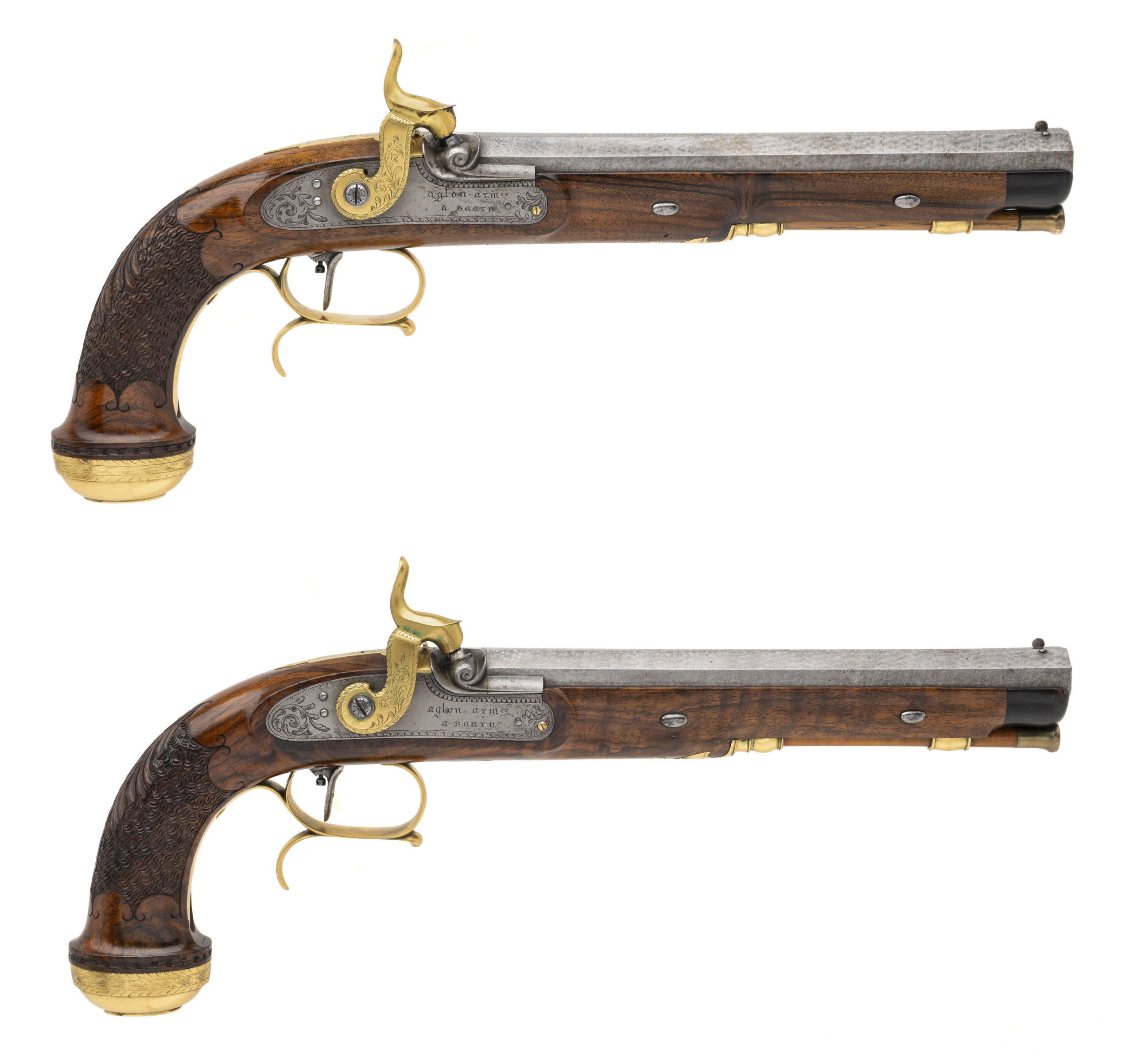 Beautiful Pair of French Target Pistols by Guillaume Robert Aglon of Saarn (12334517)
