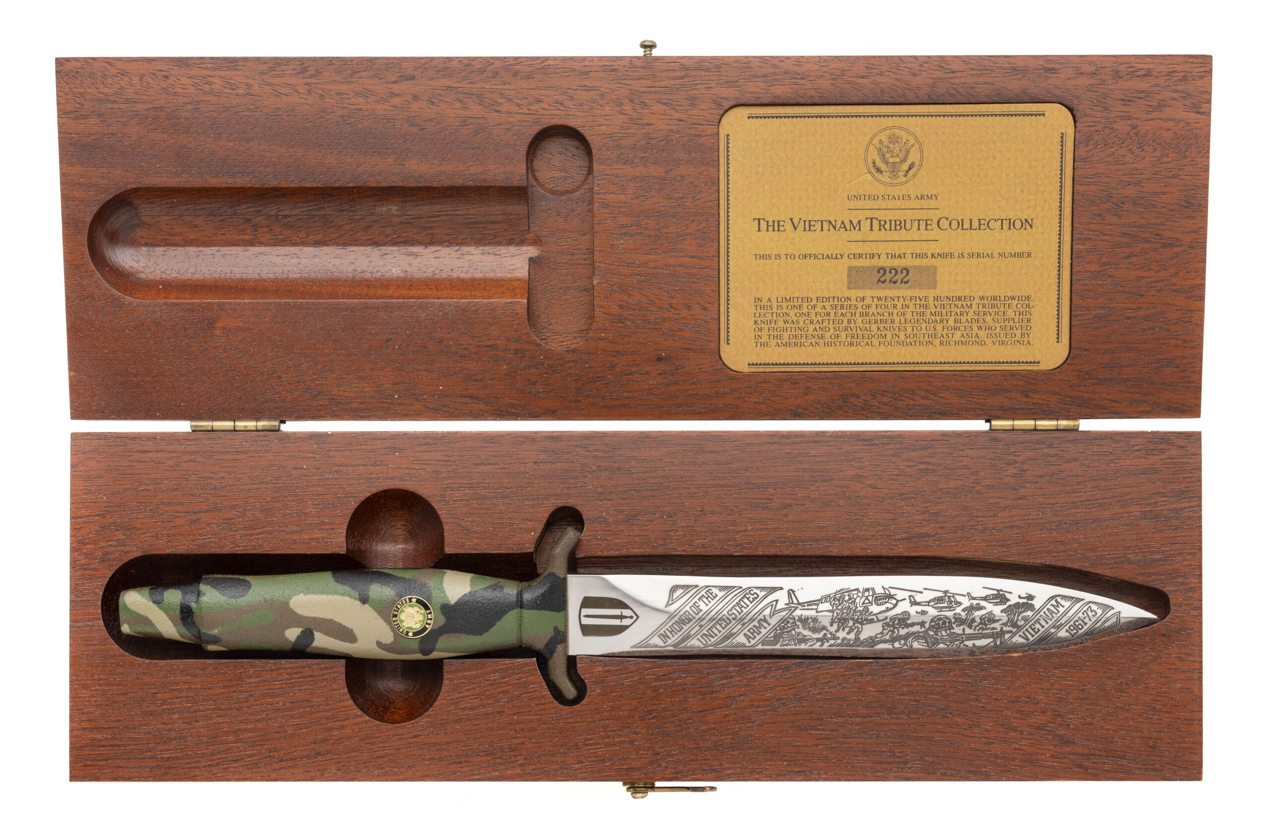 CASED GERBER MARK II VIETNAM TRIBUTE U.S. ARMY COMMANDO KNIFE (12341025)