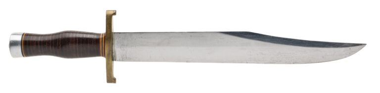 1950’s Randall 12-13 Thorp Bowie Knife W/ Brown Button Sheath