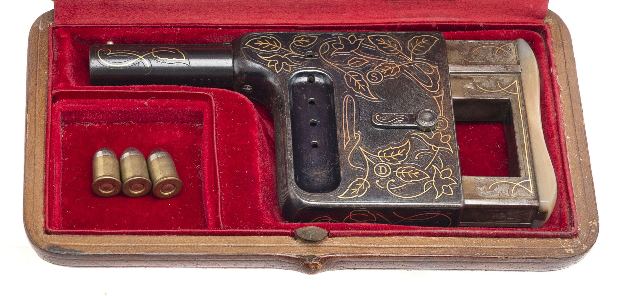 Beautiful Cased Deluxe Galois Palm Pistol (50965) 