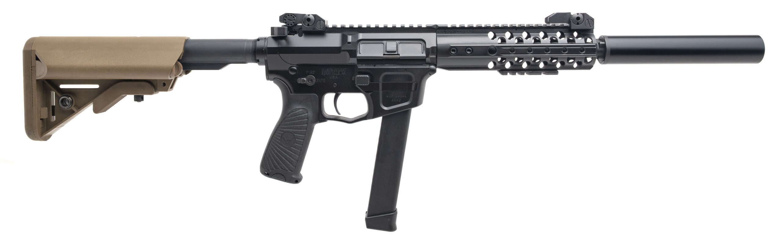 WILSON COMBAT AR9G SBR W/SILENCERCO OCTANE 9 HD SUPPRESSOR 9MM (L2026-08416)(L2026-08415)