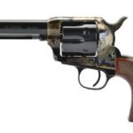 El Patron 45 Colt single action revolver with case colored frame and checkered walnut grips, right side view