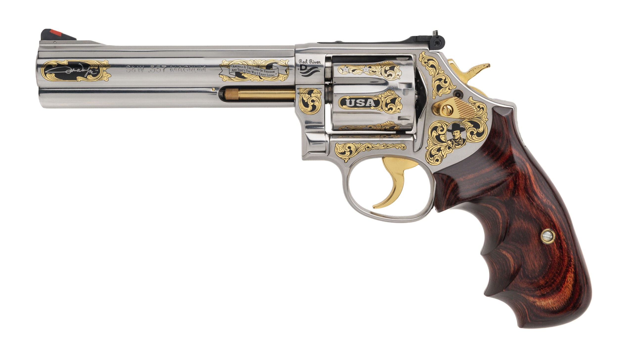 SMITH & WESSON 686-6 AMERICA REMEMBERS "JOHN WAYNE PATRIOTIC" TRIBUTE REVOLVER .357 MAGNUM (L2026-09268)